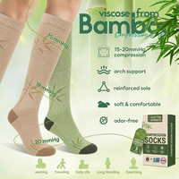 Chaussettes de compression en fibre de bambou personnalisées OEM pour femmes et hommes 15-20/20-30 mmHg, écologiques, respirantes, pour marathon, logo personnalisé