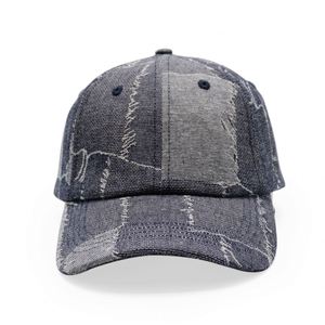 Logo Custom Plain Blank Washed Patchwork Denim Dad Cap Hats - Product Image 2