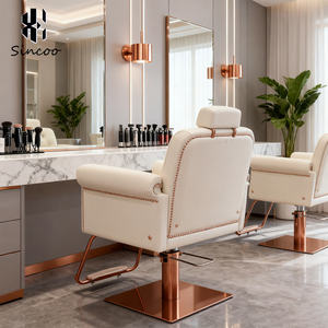 Sillón de Barbería Estilo Francés, Silla de Salón de Metal Dorado, Muebles de Salón, Silla de Peluquería Hidráulica Reclinable - Product Image 2