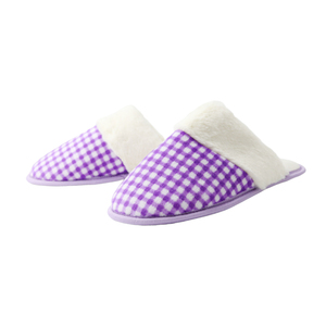 Moda <span class=keywords><strong>viola</strong></span> reticolo interno camera da letto pantofole personalizzate logo caldo e morbido inverno pantofole per la casa - Product Image 5