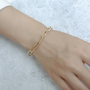 Chaîne à maillons plaqué or pour femmes, Bracelet rectangulaire, Simple et épais, Simple et droit, avec attaches en papier, nouvelle collection 2021 - Product Image 5