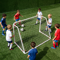 But de football pour enfants Vance Sports, cadre en fer, robuste, durable, pliable, réglable, logo personnalisable, facile à transporter, blanc
