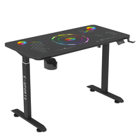 Escritorio Wquantum con Altura Ajustable, Superficie de Vidrio, RGB, para Videojuegos