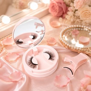 Kit de <span class=keywords><strong>faux</strong></span> <span class=keywords><strong>cils</strong></span> magnétiques réutilisables 3D naturels avec applicateur, miroir et étui compact - Product Image 3