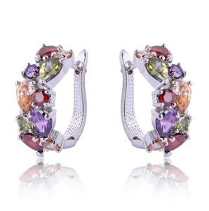 Boucles d'oreilles à clip Mona Lisa plaqué or multicolore CZ Cluster pour femme - Product Image 3