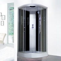 Cabine de douche préfabriquée moderne en verre trempé avec parois de douche et plateaux de douche brossés pour hôtels et espaces intérieurs