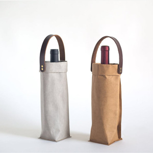 <b>Hand</b>-held wine bottle packaging bags, washed kraft <b>paper</b> tote bags, artistic insulated glass cup storage bags, custom-<b>made</b>. - Product Image 1