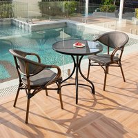Chaise de bistrot en rotin PE de style français, table et chaises de restaurant, chaises en rotin tressé imperméables pour l'extérieur