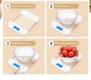 Báscula digital de cocina con pantalla LCD y cristal templado para medir alimentos. - Product Image 3