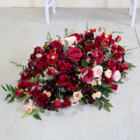 Arrangement floral artificiel moderne LFB26052, roses bordeaux, centre de table floral mixte, décoration pour réception de mariage, table de réception, événement à domicile