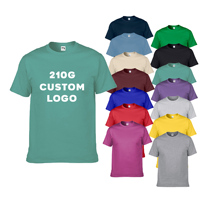 T-shirt d'été pour homme en coton doux et respirant 210 GSM, coupe classique, imprimé DTF/DTG/sérigraphie, fabriqué en Chine