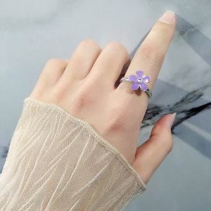 High Quality Fashion Open Gold Plated Cute <b>Ring</b> Copper Colored Drop Glue Rotating Flower <b>Adjustable</b> <b>Rings</b> Anxiety Jewelry Girls - Product Image 3