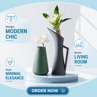 Produits élégants en promotion, décoration de maison de luxe, vase en céramique de style Molandi pour plantes/fleurs, vase à fleurs comme cadeau pour la maison, l'hôtel