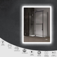 Miroir tactile lumineux intelligent à LED en stock avec verre trempé écologique pour salle de bain, hôtel, appartement