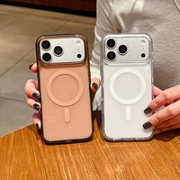 Coque de téléphone antichoc magnétique minimaliste couleur unie en TPU + acrylique résistante à l'usure pour iPhone 17 16 15 14 13 12 11