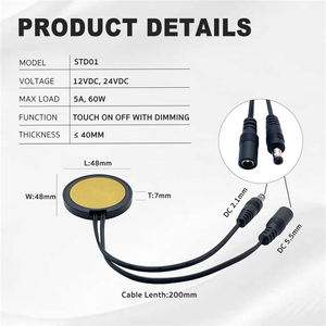 Interrupteur tactile à intensité variable pour panneau en bois DC12V 24V 5A 60W, interrupteur de surface dissimulé pour bande <span class=keywords><strong>LED</strong></span> - Product Image 2