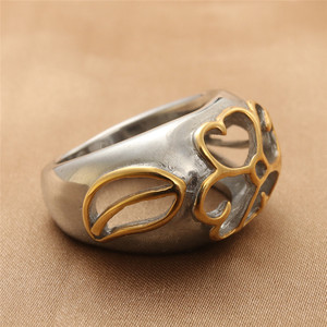 yunnique <b>Titanium</b> Steel Hollow Flower <b>Ring</b> Retro Punk Gold Unisex Fashion Jewelry 290116 - Product Image 1