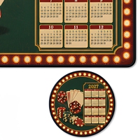 Tapis de bureau rétro vintage 2027, ensemble de sous-verres ronds, tapis de souris thème casino, décoration de table de jeu de bureau