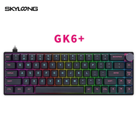 Skyloong Precio al por mayor Cable 65% GK6 + Kybaords mecánicos para Gamer 68 teclas con interruptor Knobing Teclado mecánico
