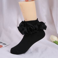 Chaussettes de princesse en satin fin à bordure dentelle pour enfants, collection printemps-automne, vente en gros d'usine, respirantes, mignonnes, style Lolita pour filles