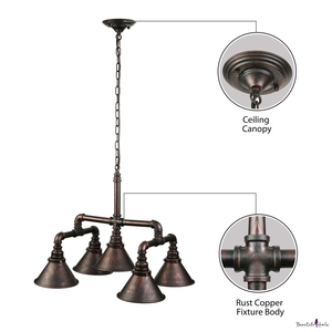 Patina di rame Industriale 5 Luce <span class=keywords><strong>Lampadario</strong></span> <span class=keywords><strong>in</strong></span> Cono Ombra Tubo di <span class=keywords><strong>Ferro</strong></span> <span class=keywords><strong>Battuto</strong></span> Appeso Pendente di Illuminazione Verso Il Basso - Product Image 5