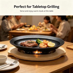 Ticari Dökme Demir Yapışmaz Tava Balık Izgara Barbekü Et Dökme Demir Plaka ve Alkol Isıtıcı Ocak - Product Image 4