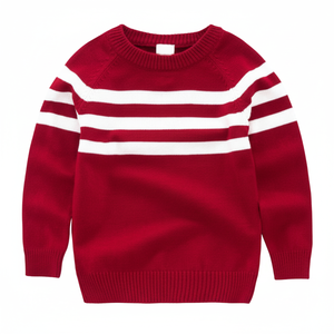 Suéter a Rayas Rojas y Blancas para Hombre y Mujer, Suéter de Punto Suave, Cuello Redondo, Informal, Cálido y Moderno para el Invierno - Product Image 1