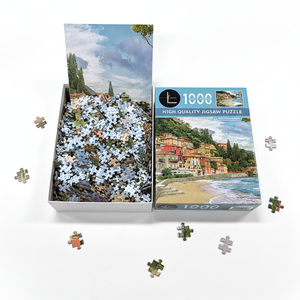 Puzzle personnalisé de 1000 pièces, une petite ville en bord de mer, jeu de puzzle de 2 mm pour la famille avec motif <span class=keywords><strong>anglais</strong></span> sur le dos - Product Image 1