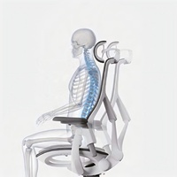 Chaise de bureau ergonomique de luxe contemporaine entièrement en maille, avec mécanisme de suivi de la gravité, siège en mousse moulée 3D