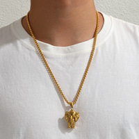 Collier pendentif en acier inoxydable en forme d'éléphant, bijoux de cou rétro tendance hip hop pour hommes et femmes