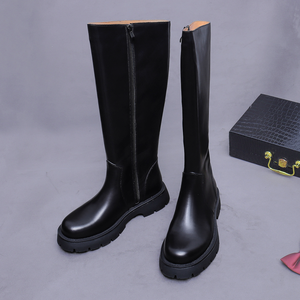 Botas de tacón alto con suela gruesa que aumentan la altura, zapatos de cuero para hombre, botas de cuero retro con cremallera a la moda. - Product Image 6