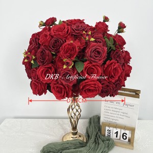 Vente en gros de 50cm boules de fleurs de rose en soie rouge pour décorations de mariage et de vacances Noël et Pâques à bas prix - Product Image 2