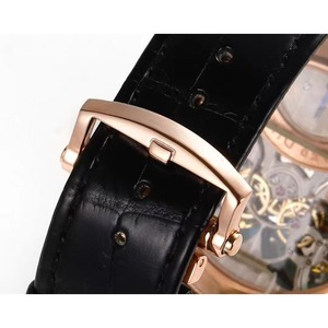 Reloj de movimiento mecánico automático con logotipo personalizado, caja de acero inoxidable de doble tourbillon de alta calidad y correa de cuero genuino. - Product Image 3
