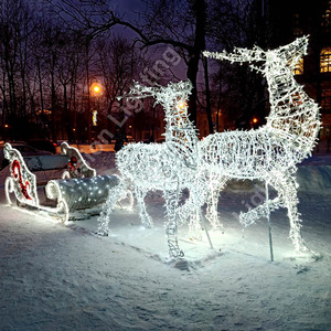 IP65 personalizado al aire libre Navidad LED 3D trineo y Reno motivo escultura paisaje decoración luces - Product Image 2
