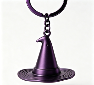 Purple Metal Witch Hat Key Chain Engraved Pendant <b>Keyring</b> Halloween Gift Accessory - Product Image 4