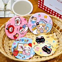 Mini miroir portable à thème chat mignon, design dessin animé, idéal pour les étudiants, pour retouches rapides, petit miroir cosmétique élégant pour chambre et usage commercial