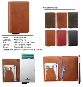 Carteras Minimalistas con Bloqueo RFID, Tarjetero de Cuero PU para Tarjetas Bancarias y de Crédito, Cartera Corta con Clip para Dinero y Cadena para Llaves, Forro de Nailon - Product Image 4