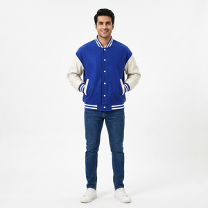 <b>Men's</b> High Quality <b>Long</b> Sleeve Classic Baseball Style Winter <b>Jacket</b> Vintage College Custom Letterman Varsity Canvas Stand - Product Image 1