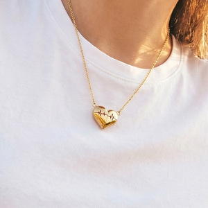 Collar con Colgante de Corazón Chapado en Oro, Cadena de Serpiente Romántica para Mujer, Joyería para Uso Diario - Product Image 3