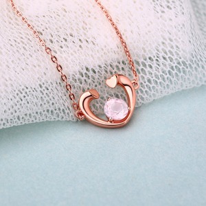 Joyería de oro rosa cuarzo rosa puro corazón roto collar - Product Image 3
