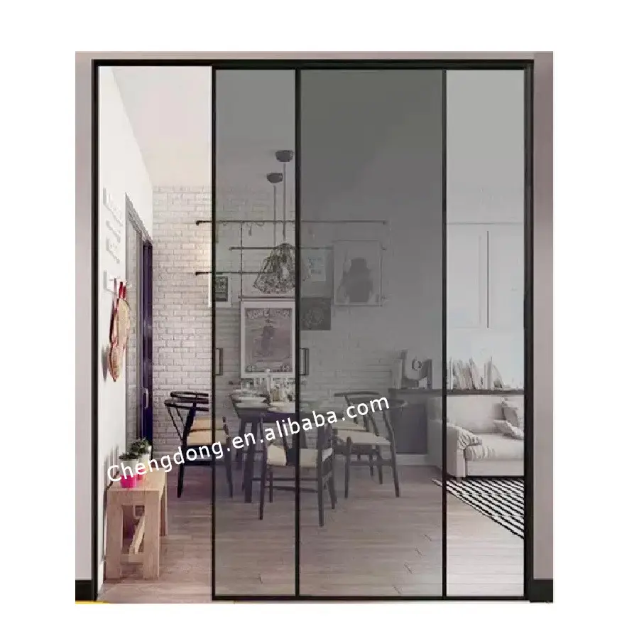 Ventanas de suelo a techo y puertas corredizas Puertas de entrada de vidrio templado de doble acristalamiento Interior Aleación de aluminio Moderno 2 años