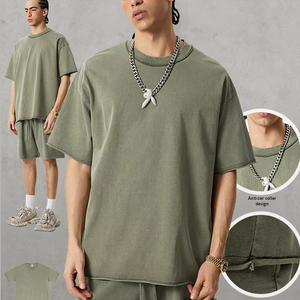 T-shirt tendance de marque, coupe ample et lourde, nouveau, 275g de coton lavé, ourlet roulé vintage, coupe ample, manches courtes pour homme - Product Image 2