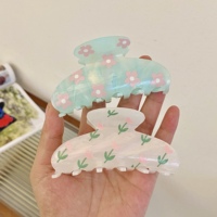 Pince à cheveux de couleur européenne élégante, taille de la mâchoire moyenne, motif de fleur, pinces à cheveux en acétate, accessoires pour cheveux de femmes et de filles