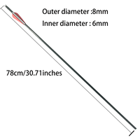 Flèche en fibre de verre rouge et blanche, légère, durable, avec un spine 500 et un emmanchement en aluminium pour le tir d'entraînement
