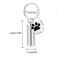 Pendentif Cylindrique Haut de Gamme en Acier Inoxydable Léger et Luxueux pour Cendres et Poils d'Animaux, Motif Patte de Chien, pour Souvenir