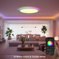Plafonnier intelligent RGBCW 1800LM Tuya Wifi pour Alexa Google App Control, plafonnier LED à intensité variable pour la maison