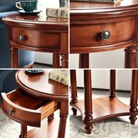 Table basse en bois massif de style américain, table d'appoint en bois pour canapé, table ronde pour salon, petite table à thé décontractée de style hôtelier