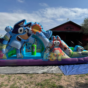 Màu xanh Nhà bị trả lại Toddler thương mại nhảy lâu đài <span class=keywords><strong>Inflatable</strong></span> Jumper trẻ em màu xanh lâu đài <span class=keywords><strong>bouncy</strong></span> với Slide Combo cho bữa tiệc - Product Image 2