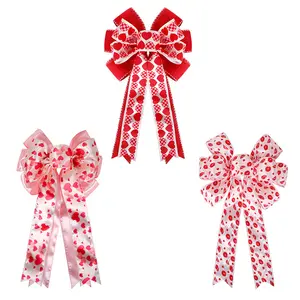 Hotsale 6,3 cm Valentinstag Sac kleinen verdrahtete Kante Bogen Red Bow Herz rosa Sac kleinen dekorative Schleife