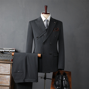 Abito da <span class=keywords><strong>Uomo</strong></span> Elegante Due Pezzi per Matrimonio, Completo Professionale da Lavoro Stile Gentiluomo, Abbigliamento Casual Taglie Forti Lungo per Adulti - Product Image 4